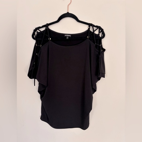 Express Women's Black Blouse with Strap Details - Picture 1 of 4